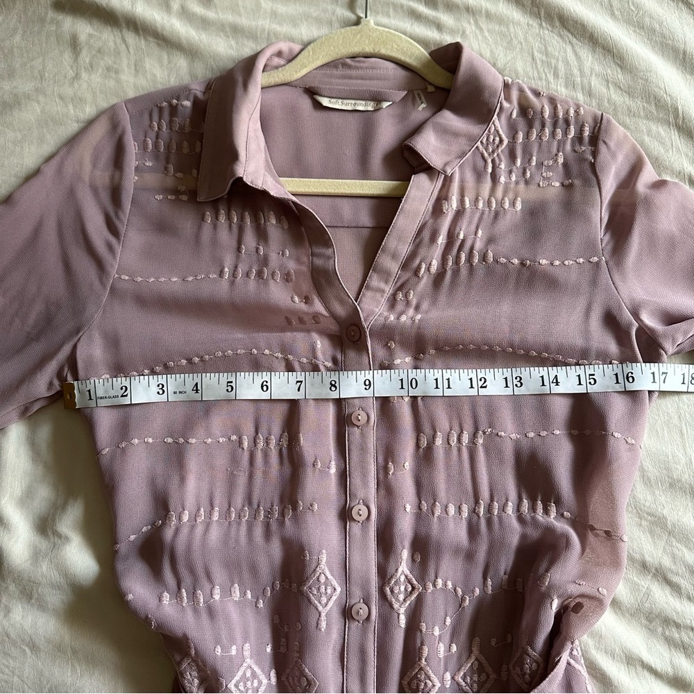 Soft Surroundings Embroidered Belted Duster Dress in Lavender XS - Picture 15 of 15